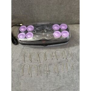 Conair Heat Waves Jumbo & Super Jumbo 12 Ceramic Flocked Hair Hot Rollers w/Clip